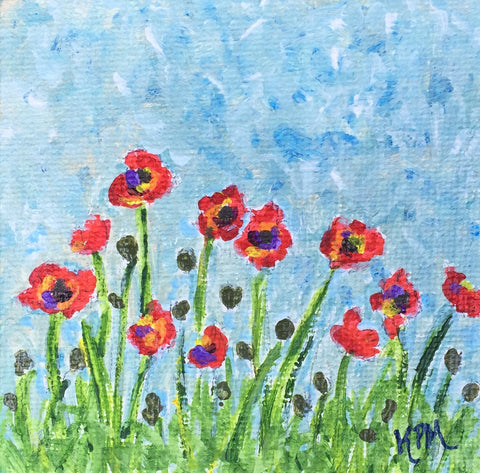 Poppies - 3"x3" SOLD